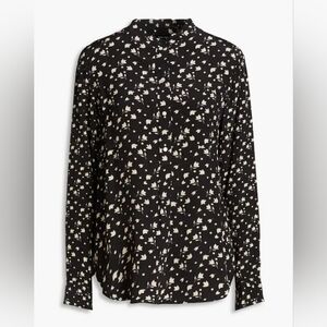 ISABEL MARANT Gemma Crepe De Chine Floral Black Blouse 34